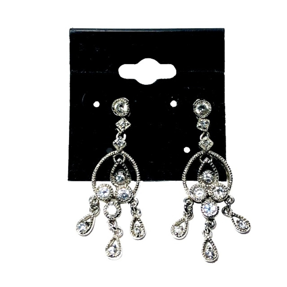 Sterling Silver 925 Marked Chandelier Dangle Earrings by ATI UV Pink Glow